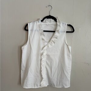 Elegant White Ruffled Women's Top